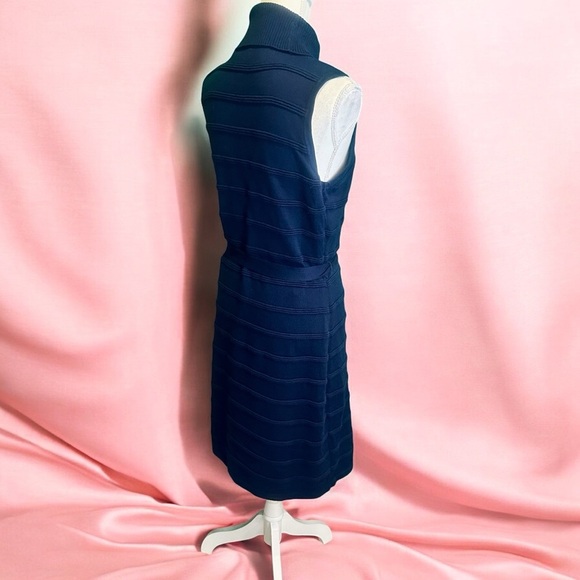 Calvin Klein Sleeveless Ribbed Turtleneck Sweater Dress with Belt in “Ink” Sz M - Picture 9 of 12